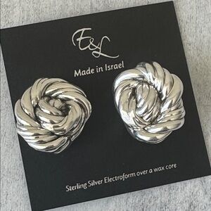 E&L Israel Electroform Knot Sterling Silver Polished Earrings